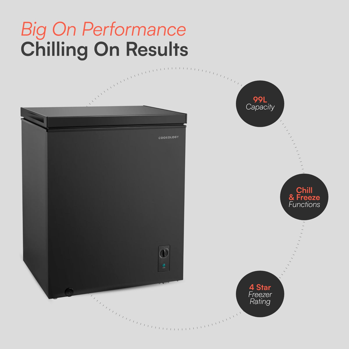 Cookology CCFZ99BK Freestanding Chest Freezer in Black - 99 Litre Capacity - For Kitchens