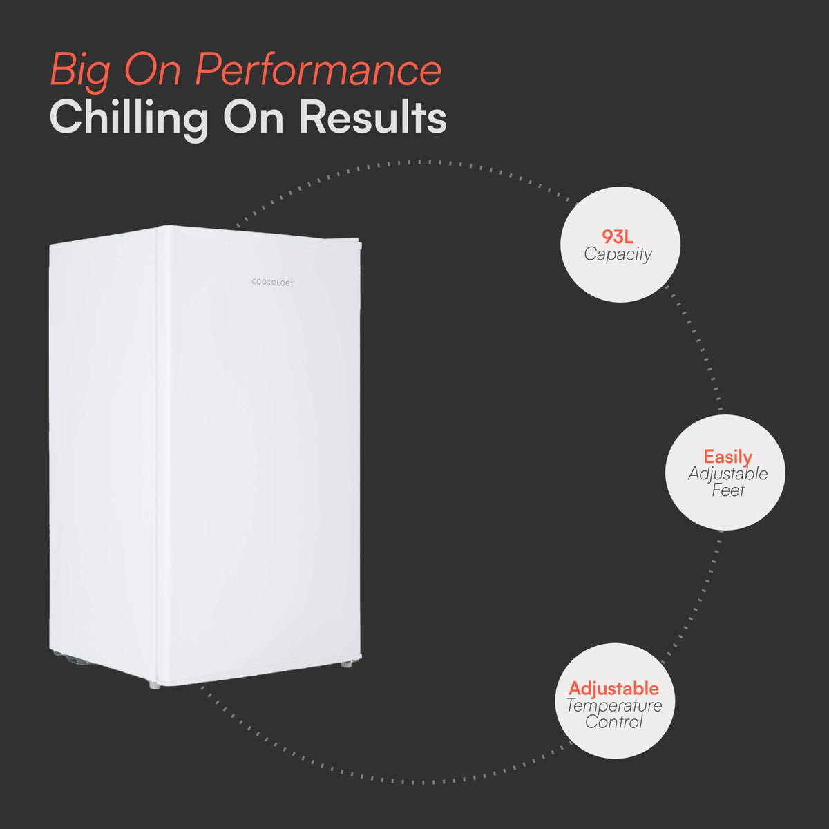 Cookology UCIF93WH Freestanding under counter Fridge in White - 93 Litre Capacity